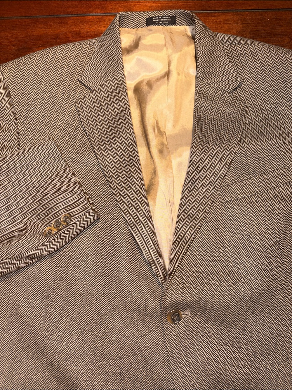 Barrington Men's 48R Herringbone Silk Wool Sport Coat Blazer Gray